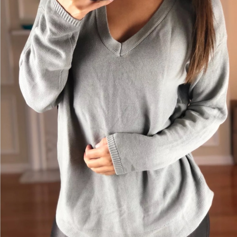 Women's Gray V-Neck Sweater